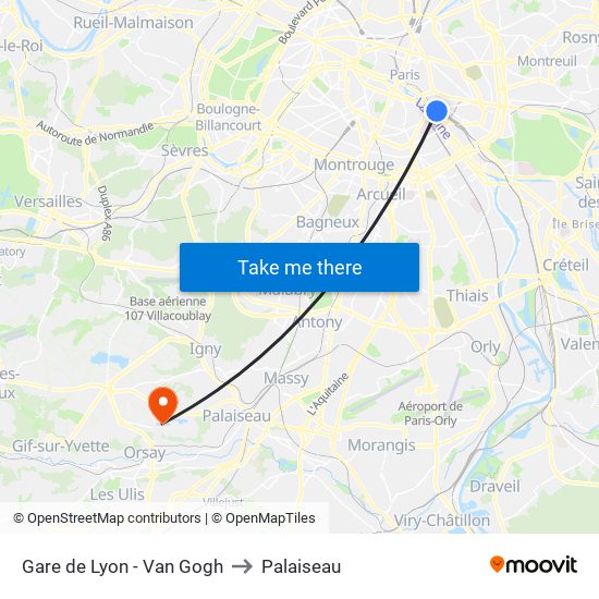 Gare de Lyon - Van Gogh to Palaiseau map