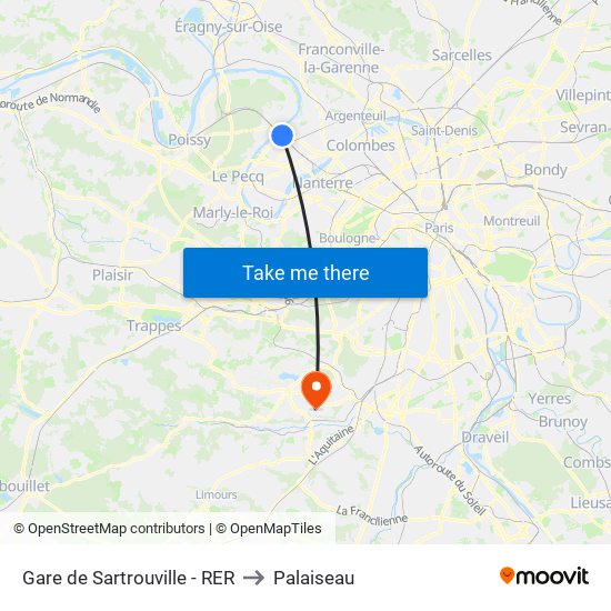 Gare de Sartrouville - RER to Palaiseau map