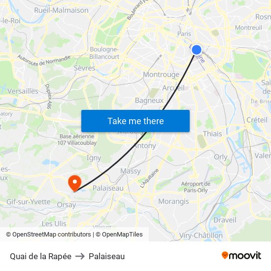 Quai de la Rapée to Palaiseau map