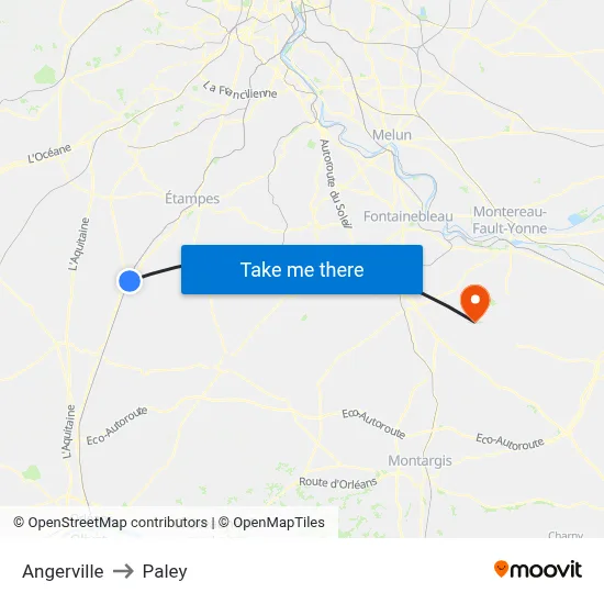 Angerville to Paley map