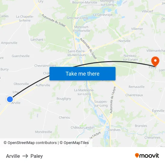 Arville to Paley map