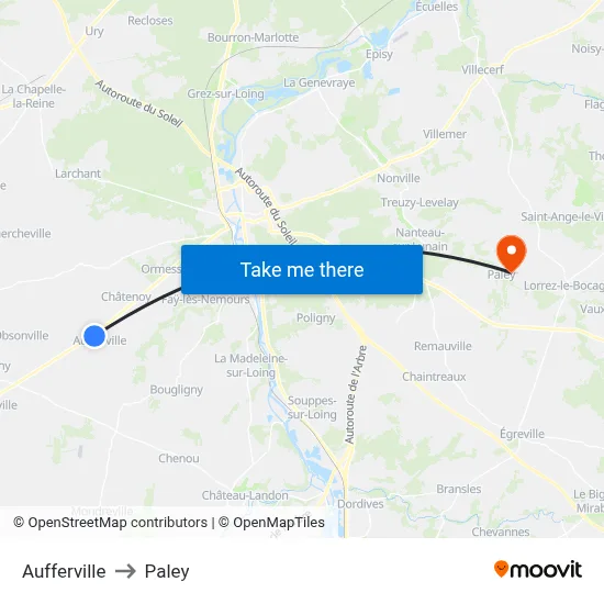 Aufferville to Paley map