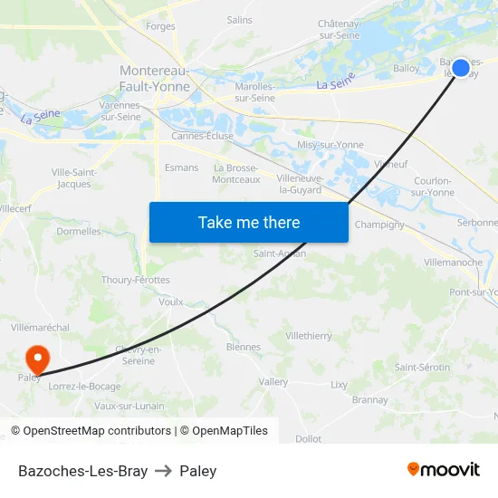 Bazoches-Les-Bray to Paley map