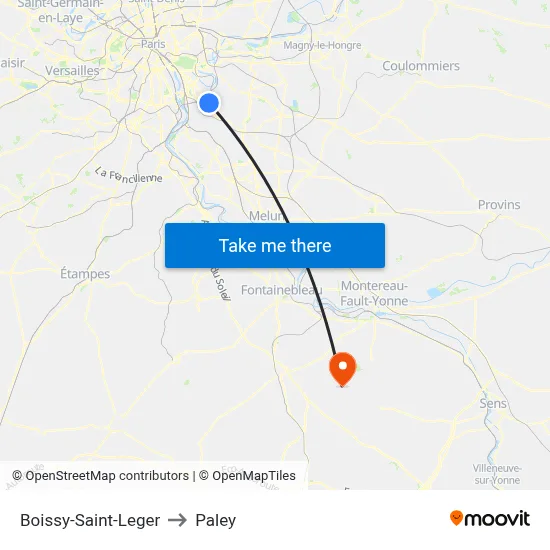 Boissy-Saint-Leger to Paley map
