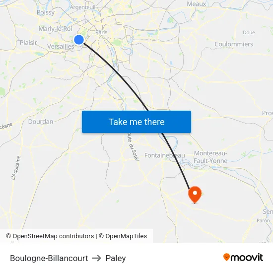 Boulogne-Billancourt to Paley map