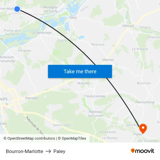 Bourron-Marlotte to Paley map