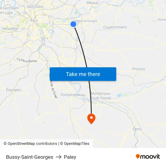 Bussy-Saint-Georges to Paley map