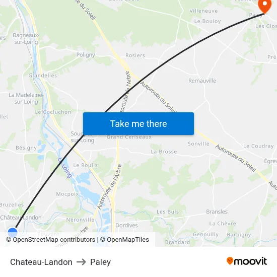 Chateau-Landon to Paley map