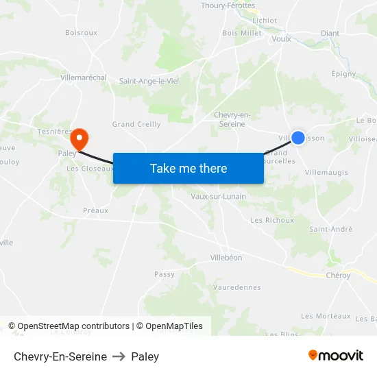 Chevry-En-Sereine to Paley map