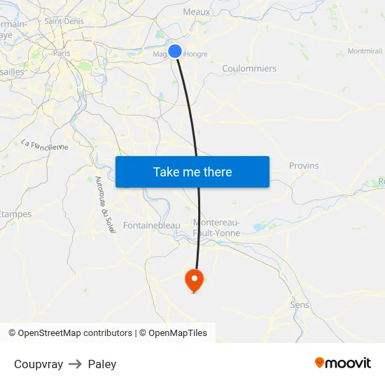 Coupvray to Paley map