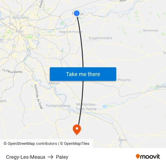 Cregy-Les-Meaux to Paley map