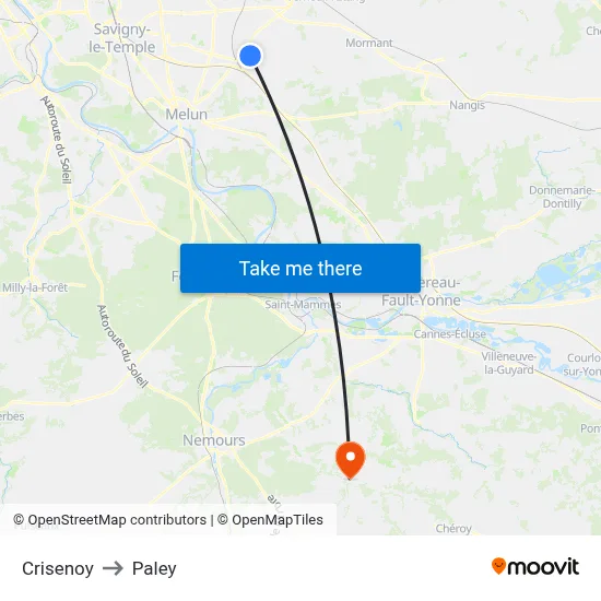 Crisenoy to Paley map