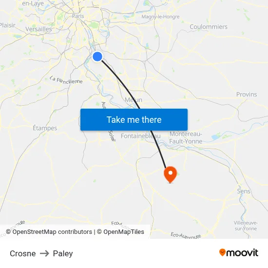 Crosne to Paley map