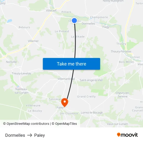 Dormelles to Paley map