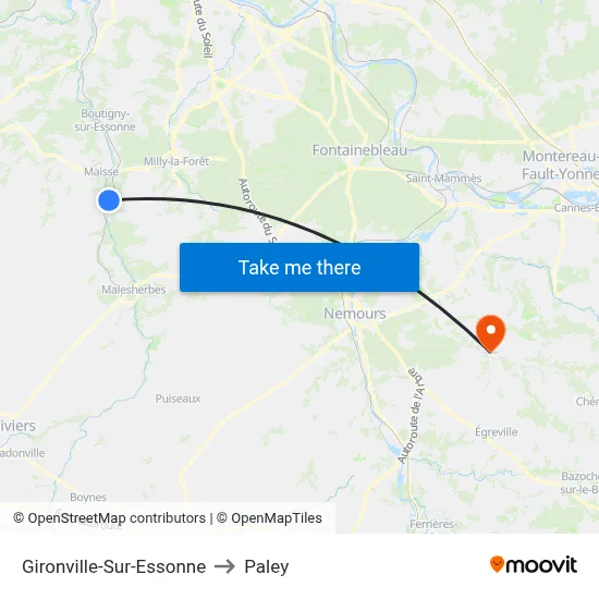Gironville-Sur-Essonne to Paley map