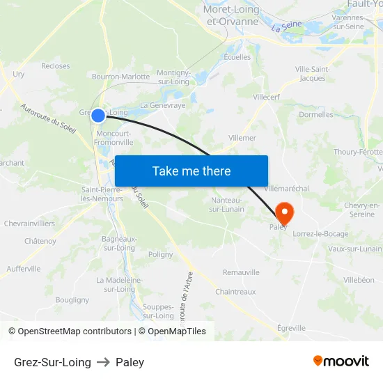 Grez-Sur-Loing to Paley map