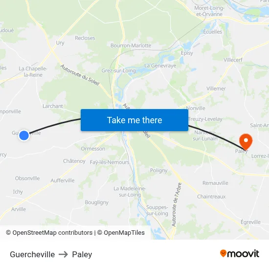 Guercheville to Paley map