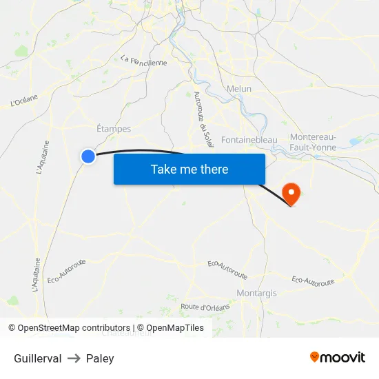 Guillerval to Paley map