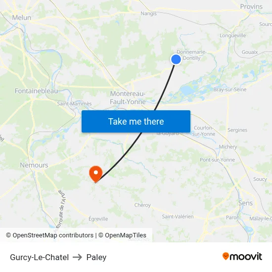 Gurcy-Le-Chatel to Paley map