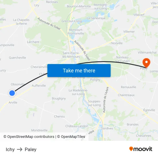 Ichy to Paley map