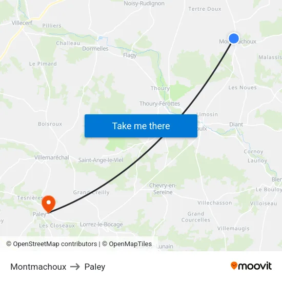 Montmachoux to Paley map