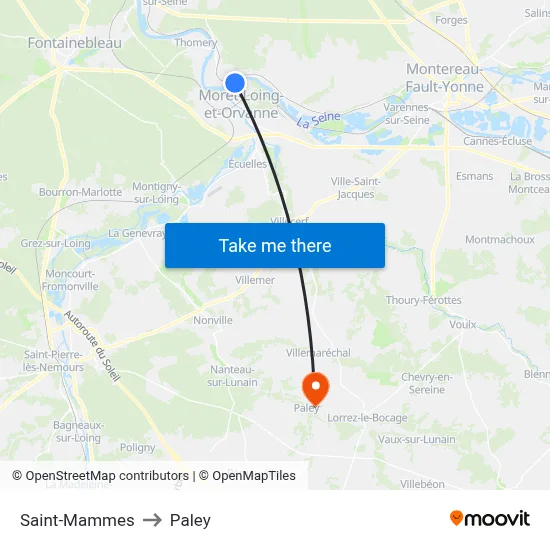 Saint-Mammes to Paley map