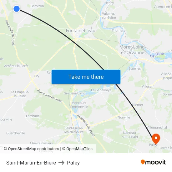 Saint-Martin-En-Biere to Paley map