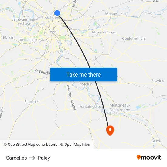 Sarcelles to Paley map