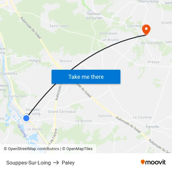 Souppes-Sur-Loing to Paley map