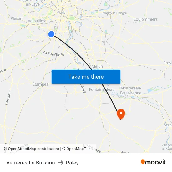 Verrieres-Le-Buisson to Paley map