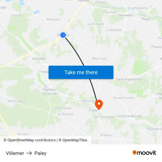 Villemer to Paley map