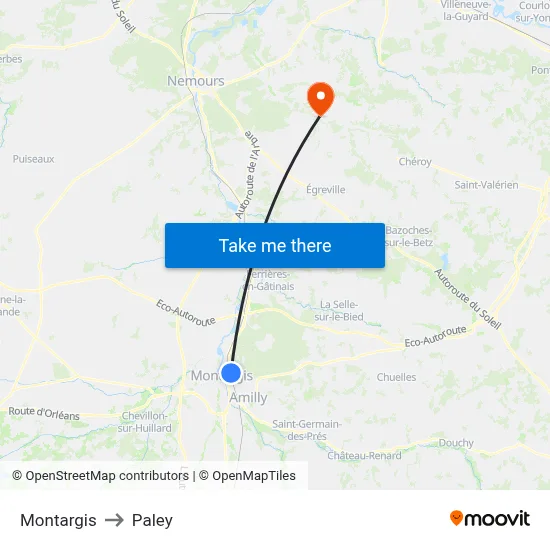 Montargis to Paley map