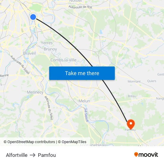 Alfortville to Pamfou map