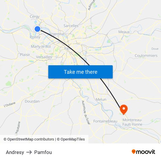 Andresy to Pamfou map