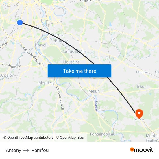 Antony to Pamfou map