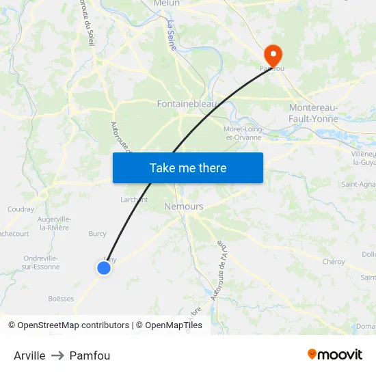 Arville to Pamfou map