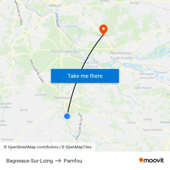 Bagneaux-Sur-Loing to Pamfou map
