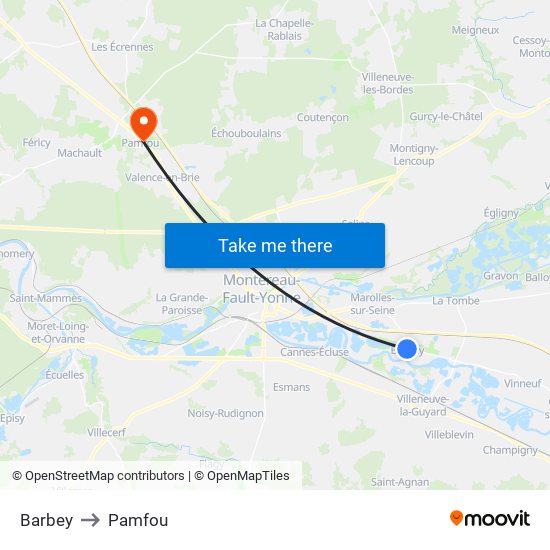 Barbey to Pamfou map