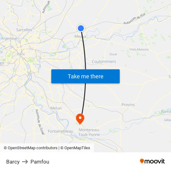 Barcy to Pamfou map
