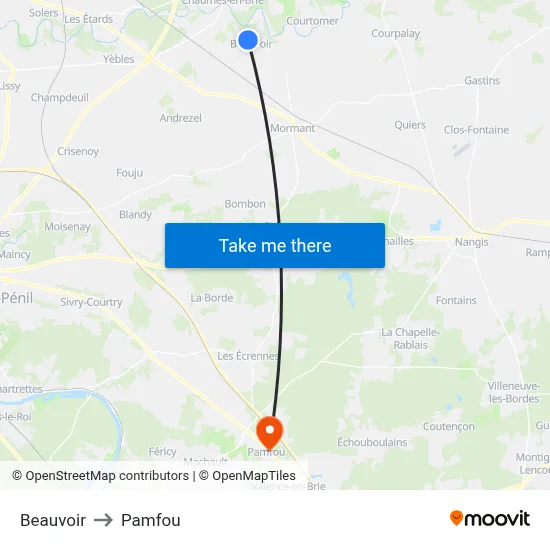 Beauvoir to Pamfou map