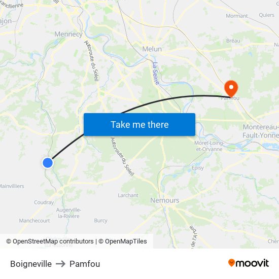 Boigneville to Pamfou map