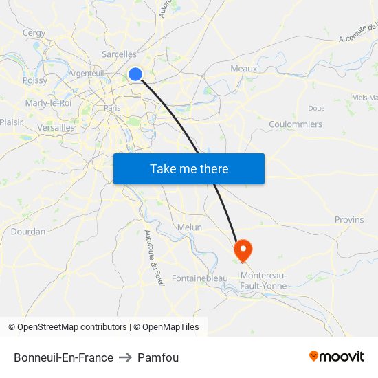 Bonneuil-En-France to Pamfou map