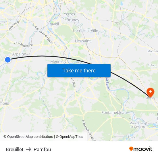 Breuillet to Pamfou map