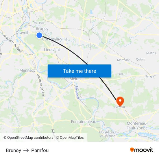 Brunoy to Pamfou map