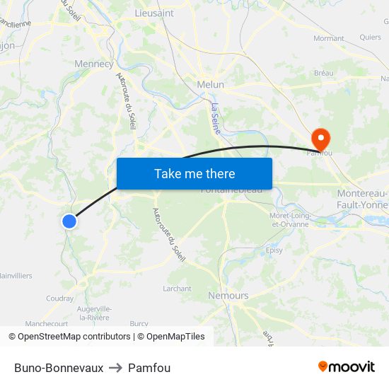 Buno-Bonnevaux to Pamfou map