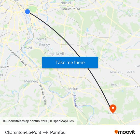 Charenton-Le-Pont to Pamfou map