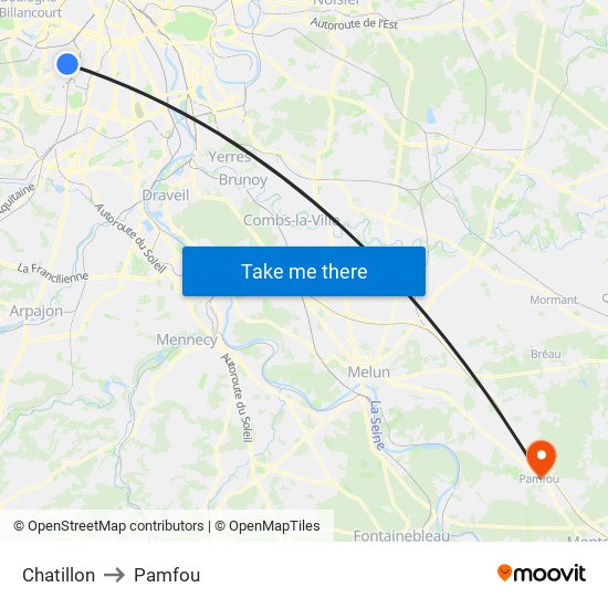 Chatillon to Pamfou map