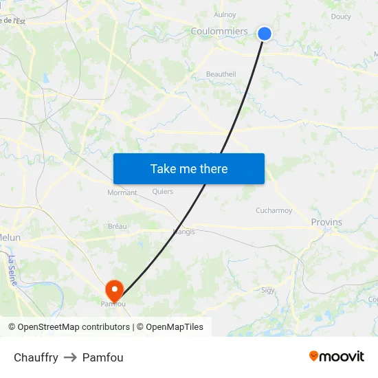 Chauffry to Pamfou map