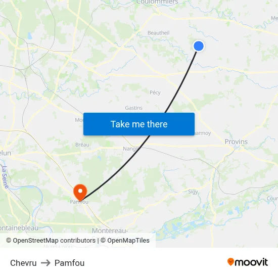 Chevru to Pamfou map