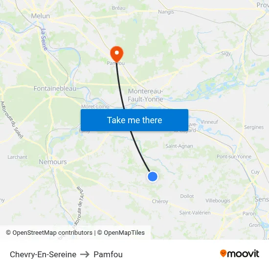 Chevry-En-Sereine to Pamfou map